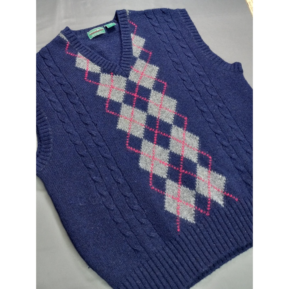 Vintage Savile Row 100% Shetland Wool Argyle Vest - Made in‎ England - Large